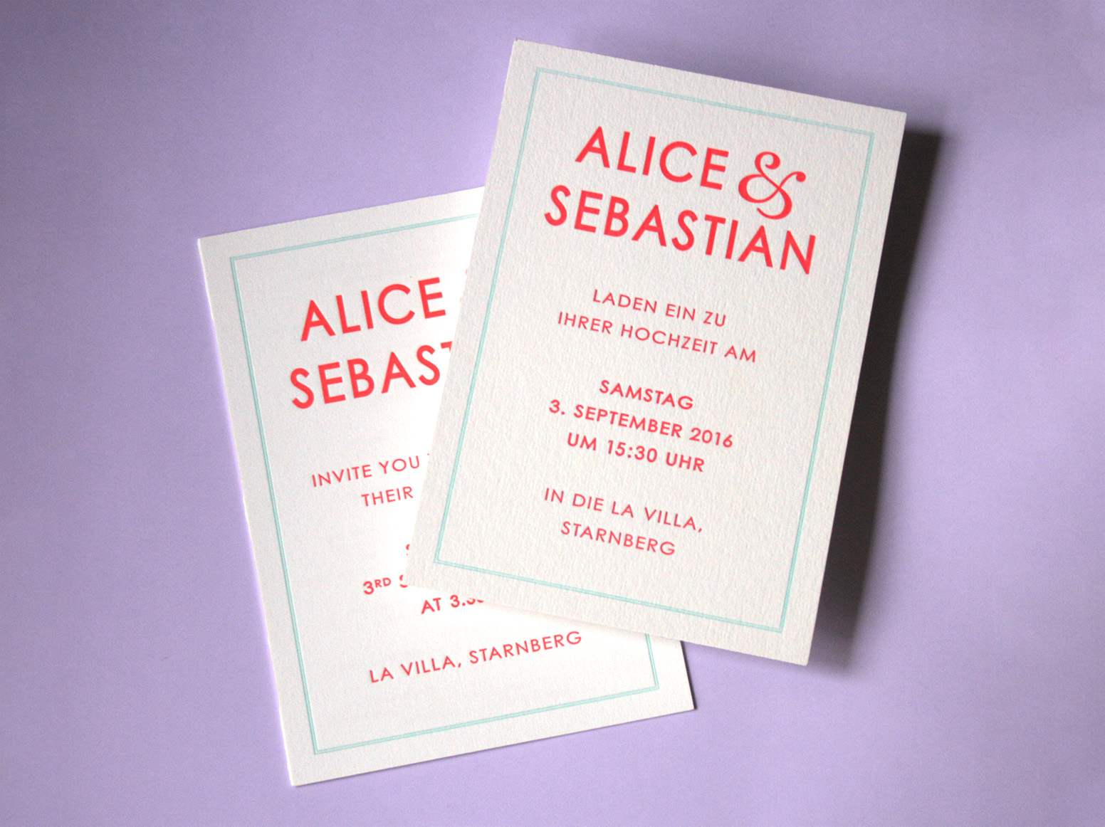Alice & Sebastian Letterpress Wedding Invitations