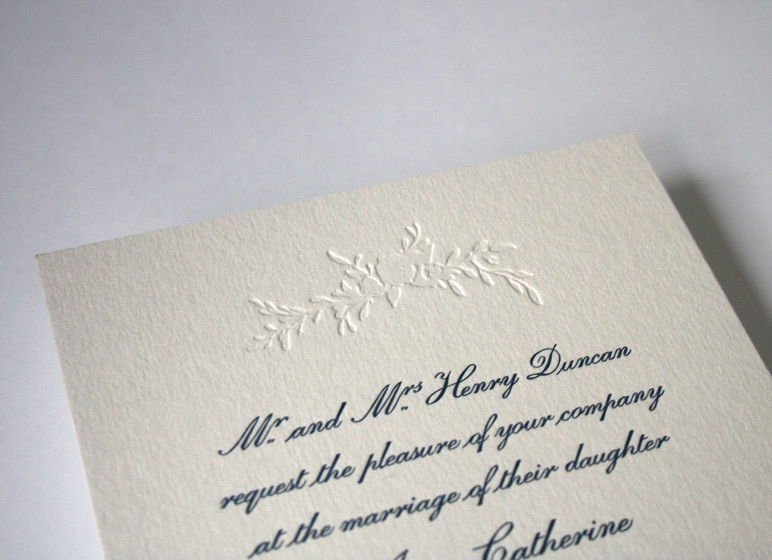 Detail of Letterpress Wedding Invitation