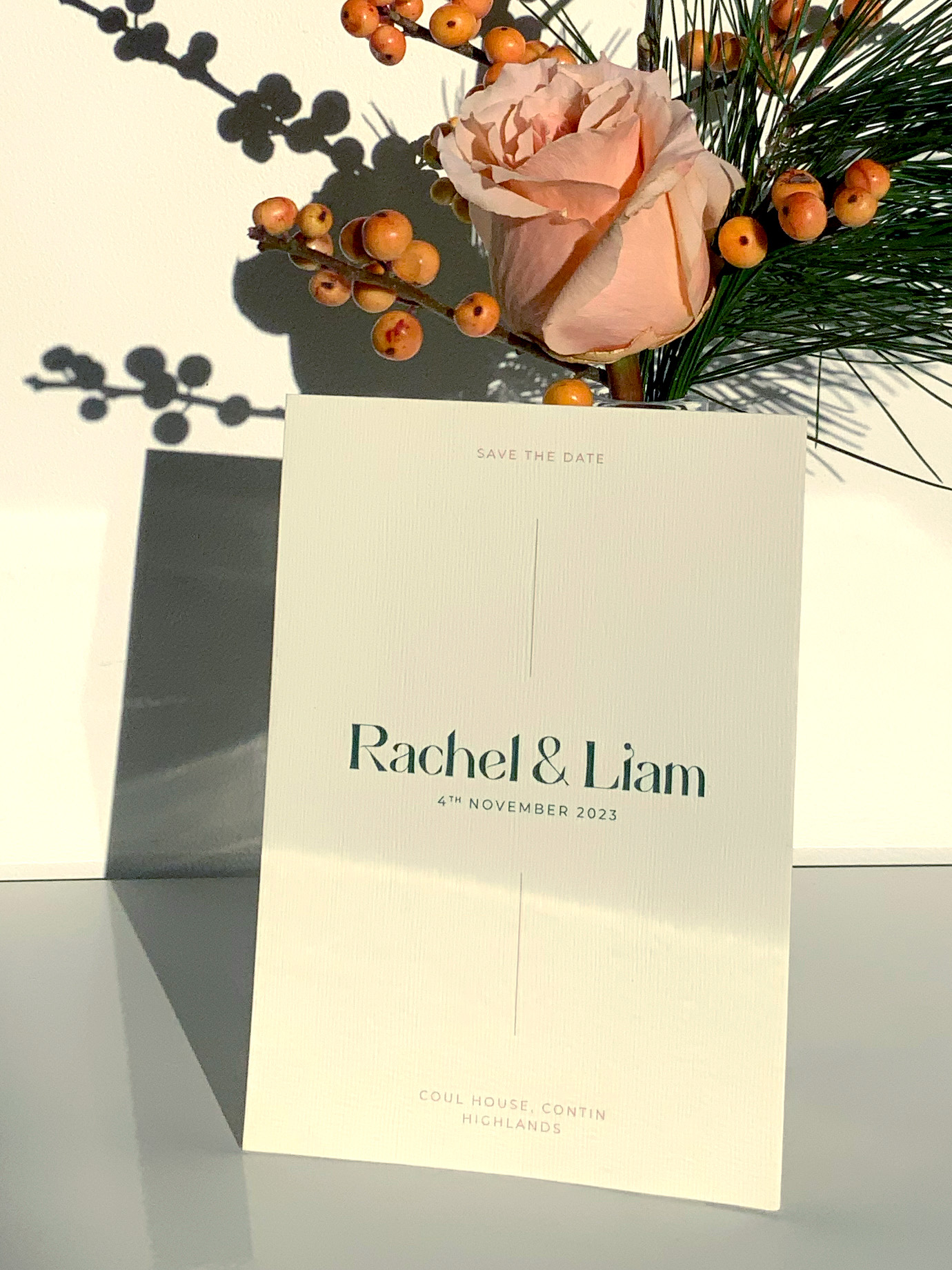 Rachel & Liam's wedding invitation