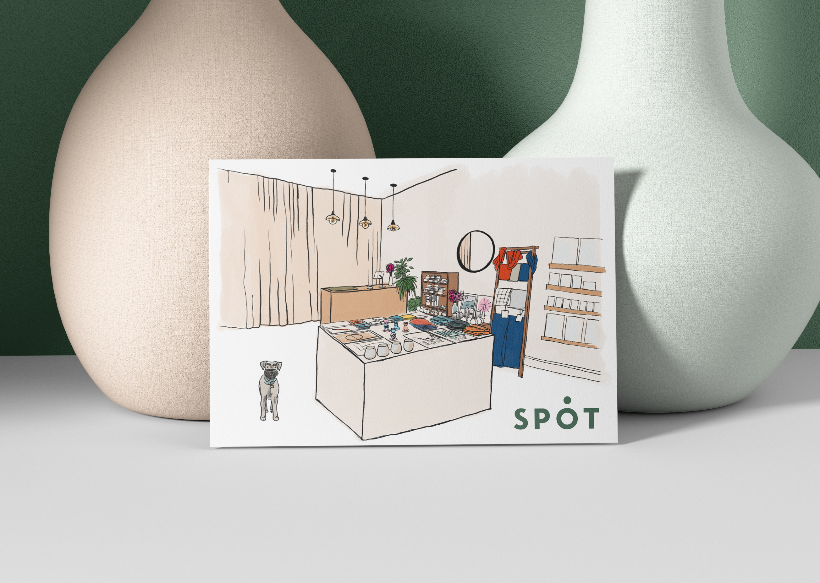 SPOT Design Market illustrated postcard