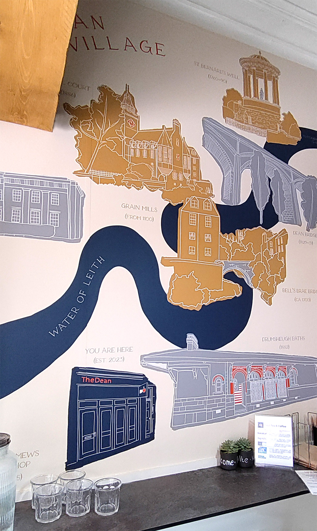 illustrated mural in The Dean café